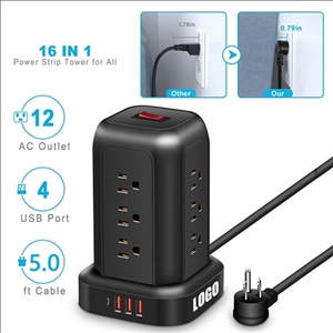 16 in 1 Power Strip Tower With USB Ports